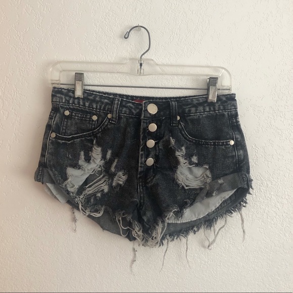 Signature8 Pants - Signature8 distressed dark denim shorts